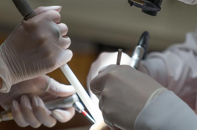 dentist doing crown procedure