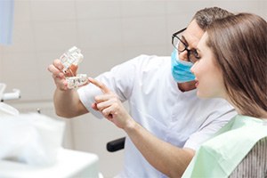 Prosthodontist with patient