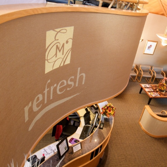 Front desk of Refresh Teeth Whitening dental office in Northampton and East Longmeadow