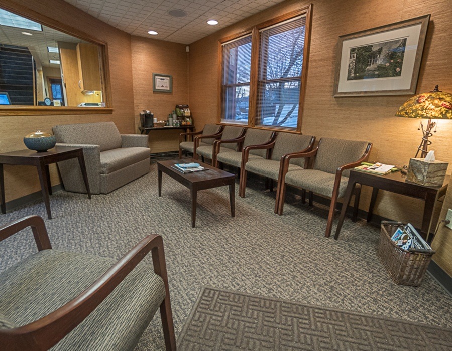 Reception area of EMA Dental of East Longmeadow