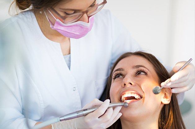woman getting tooth colored fillings