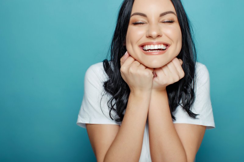 Woman after smile makeover